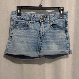 American Eagle Outfitters Light Blue Rolled Cuff Denim Shorts